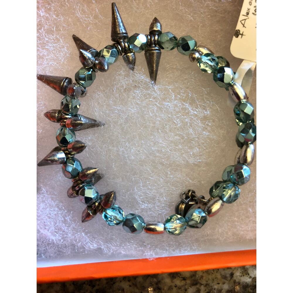 NWT Alex and Ani Rock and Raw Wrap teal Bracelet Spiked Retired $68